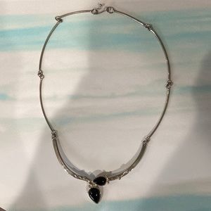 Silver and Onyx Necklace with beautiful detail.